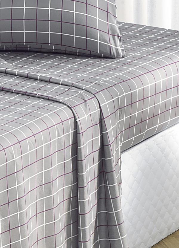 Mundo Lar - Jogo de Cama 150 Fios Grid Casal 4 Peças 2