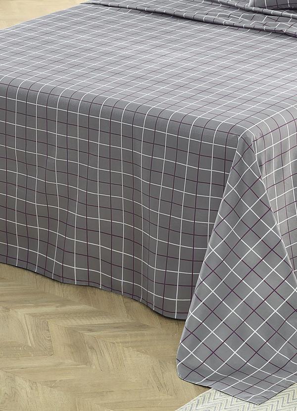 Mundo Lar - Jogo de Cama 150 Fios Grid Casal 4 Peças 3