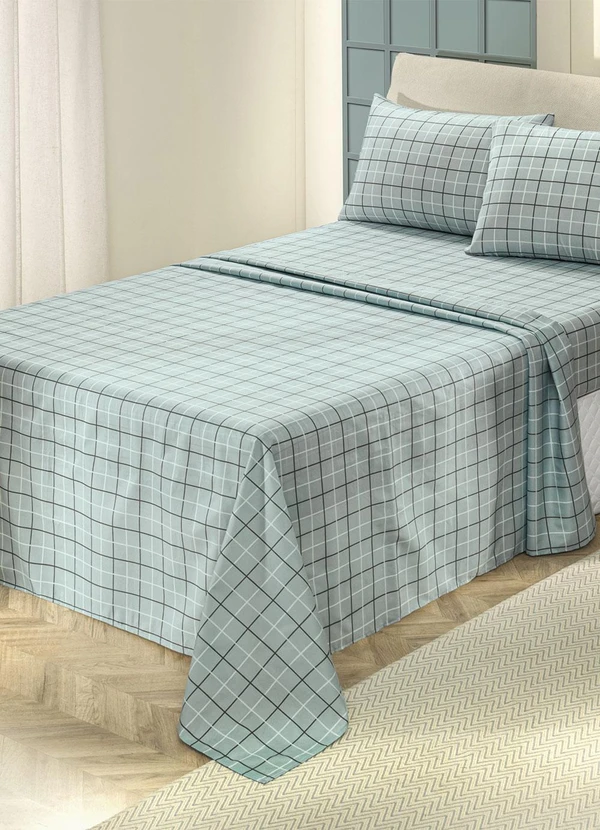 Mundo Lar - Jogo de Cama 150 Fios Grid Casal 4 Peças