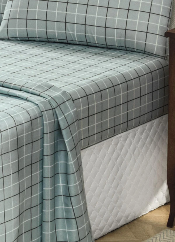 Mundo Lar - Jogo de Cama 150 Fios Grid Casal 4 Peças 2