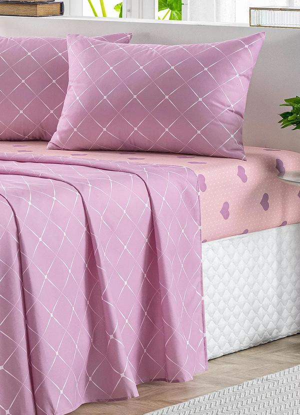 Mundo Lar - Jogo de Cama 150 Fios Lilás Casal 4 Peças 3