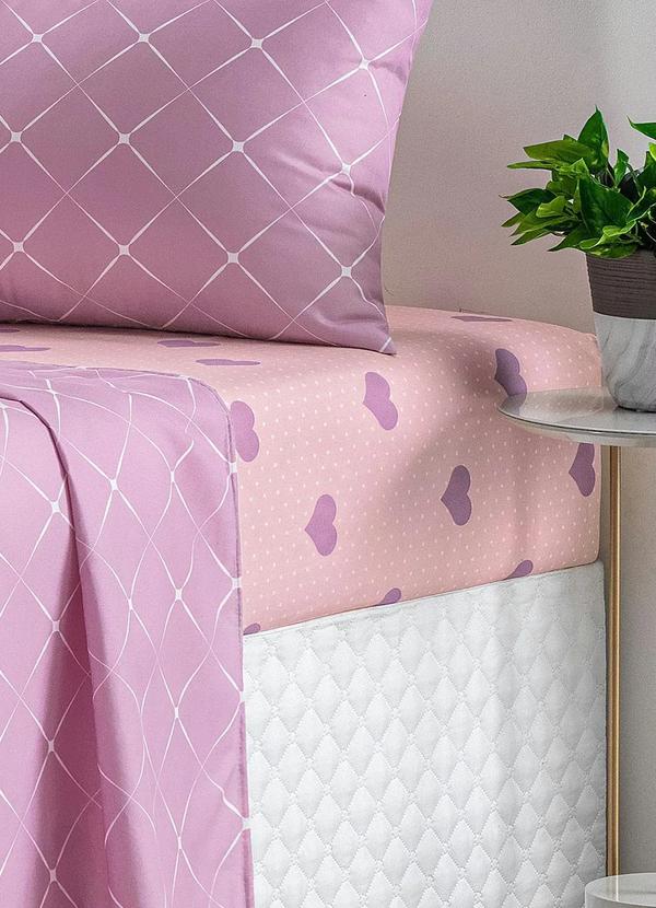 Mundo Lar - Jogo de Cama 150 Fios Lilás Casal 4 Peças 5