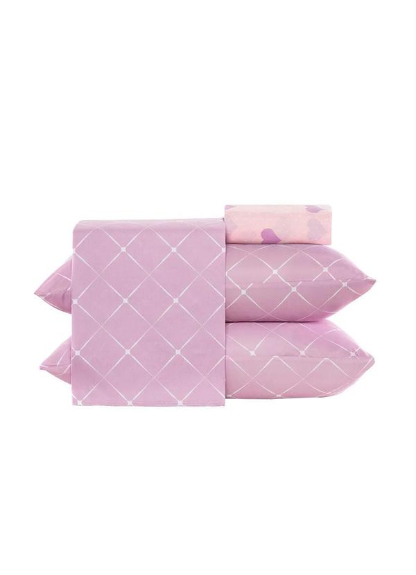 Mundo Lar - Jogo de Cama 150 Fios Lilás Casal 4 Peças 6