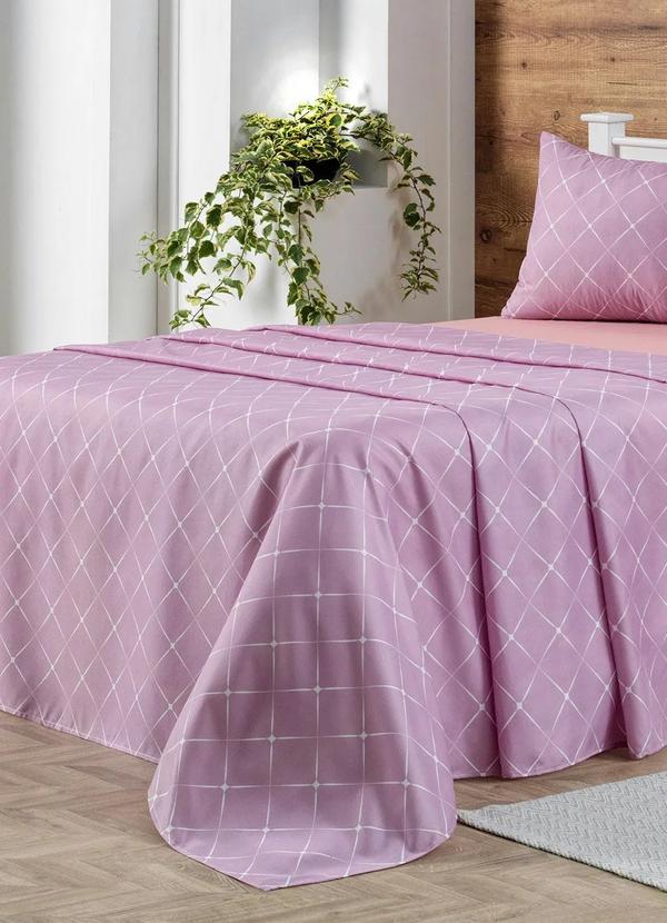 Mundo Lar - Jogo de Cama 150 Fios Lilás Casal 4 Peças 2