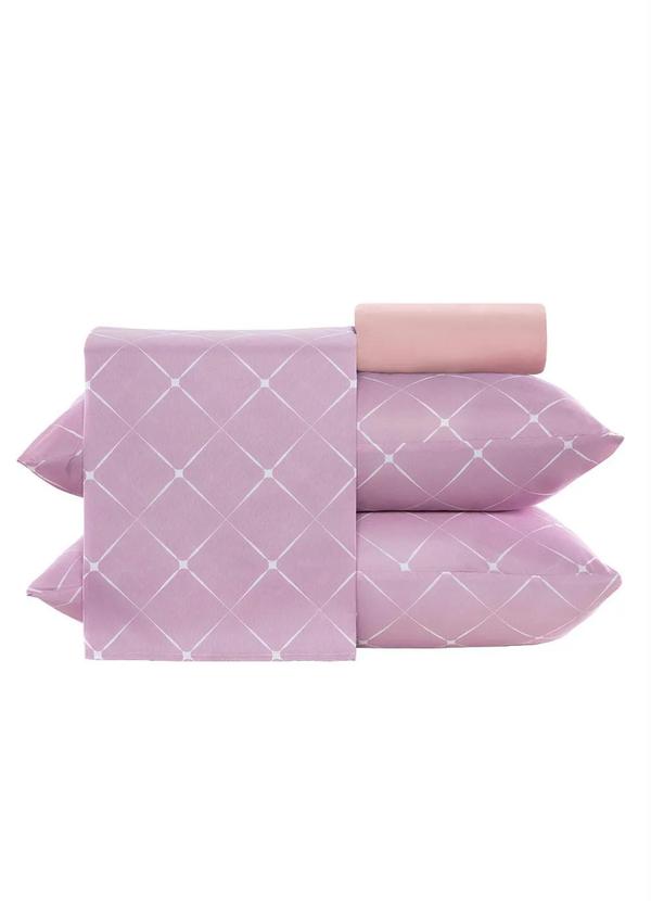Mundo Lar - Jogo de Cama 150 Fios Lilás Casal 4 Peças 5
