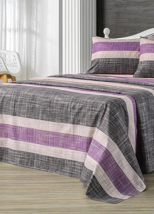 Mundo Lar - Jogo de Cama 150 Fios Listras Casal 4 Peças 2