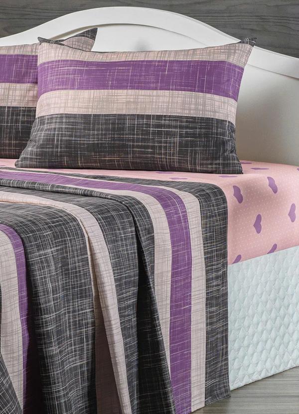 Mundo Lar - Jogo de Cama 150 Fios Listras Casal 4 Peças 3