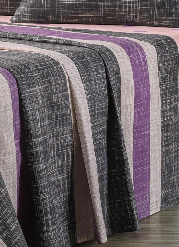 Mundo Lar - Jogo de Cama 150 Fios Listras Casal 4 Peças 4