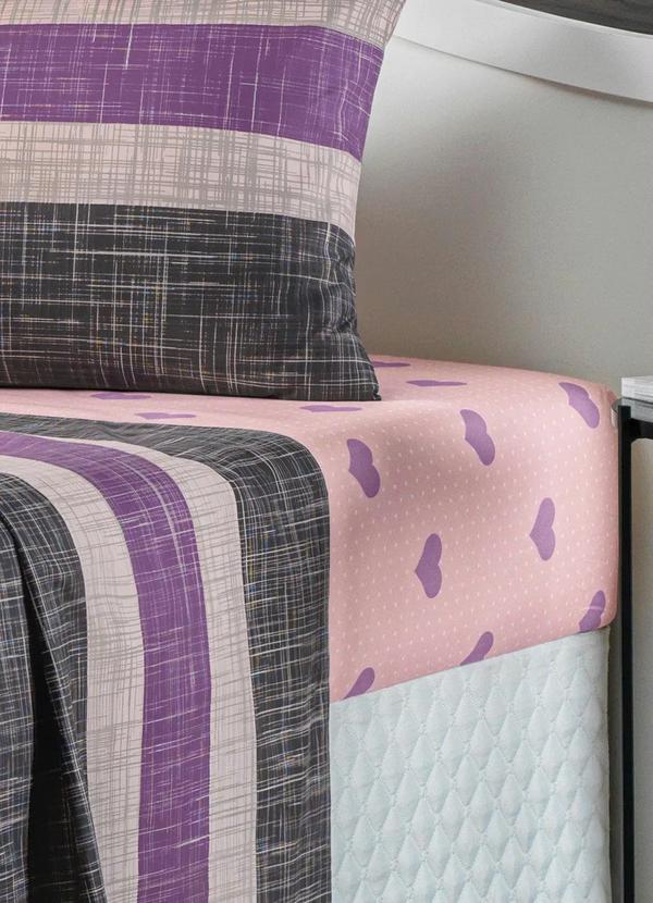 Mundo Lar - Jogo de Cama 150 Fios Listras Casal 4 Peças 5