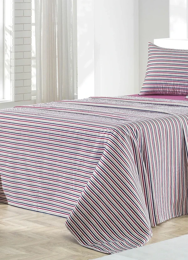 Mundo Lar - Jogo de Cama 150 Fios Listras Casal 4 Peças 2