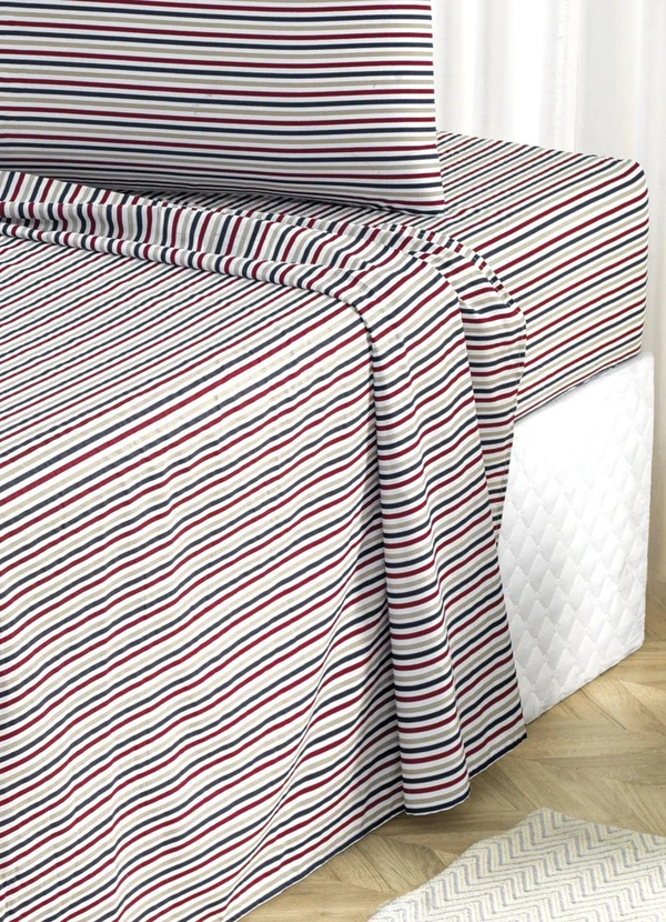 Mundo Lar - Jogo de Cama 150 Fios Listras Casal 4 Peças 2