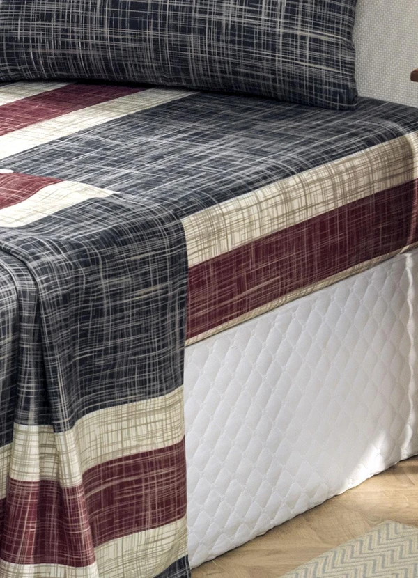 Mundo Lar - Jogo de Cama 150 Fios Listras Casal 4 Peças 2