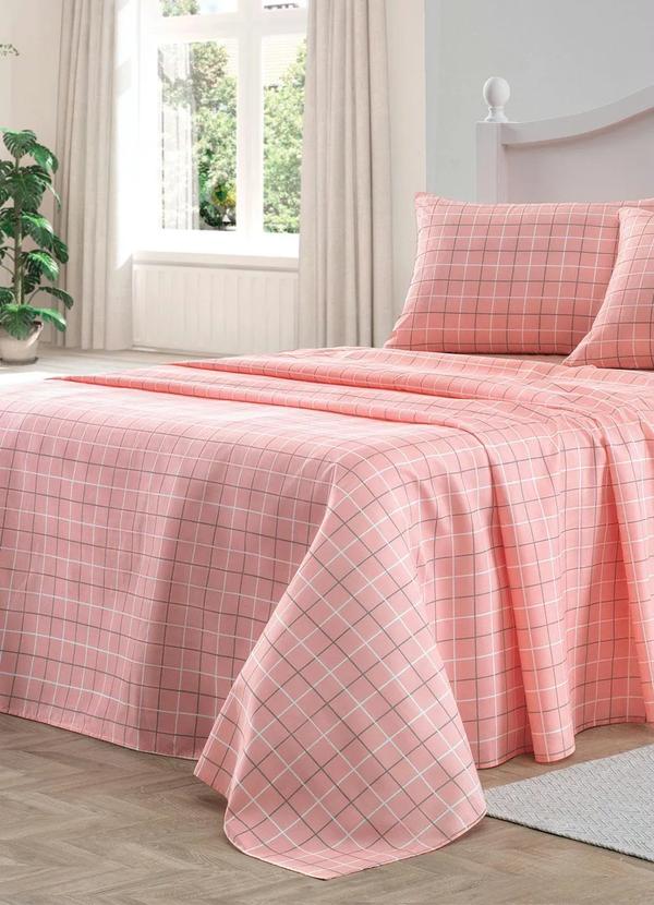 Mundo Lar - Jogo de Cama 150 Fios Rosa Casal 4 Peças 2