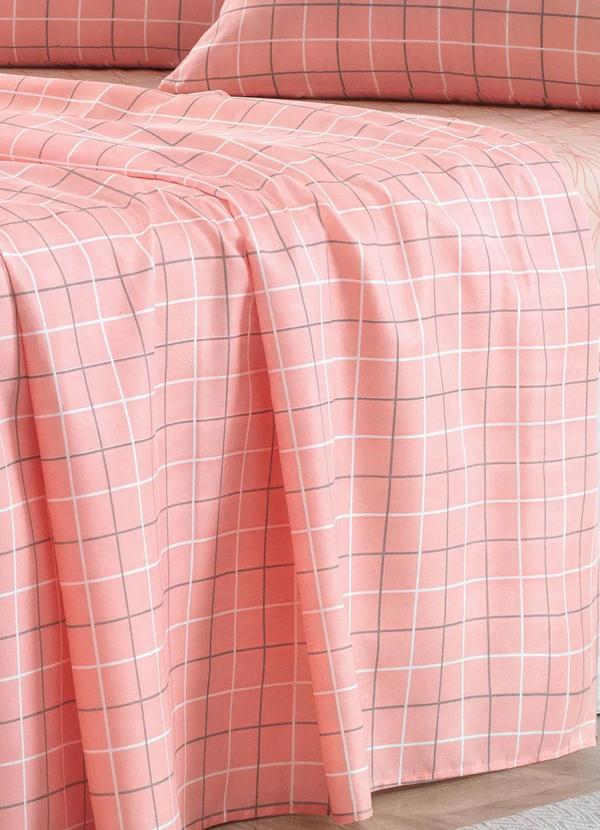 Mundo Lar - Jogo de Cama 150 Fios Rosa Casal 4 Peças 4