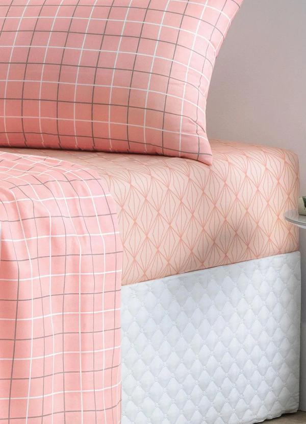 Mundo Lar - Jogo de Cama 150 Fios Rosa Casal 4 Peças 5