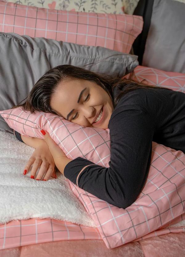 Mundo Lar - Jogo de Cama 150 Fios Rosa Casal 4 Peças 7