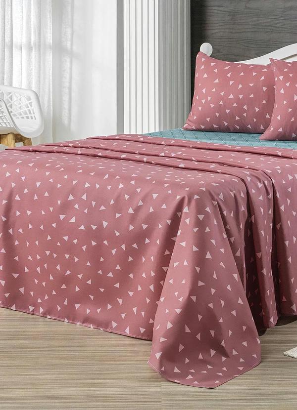 Mundo Lar - Jogo de Cama 150 Fios Rosa Casal 4 Peças 2