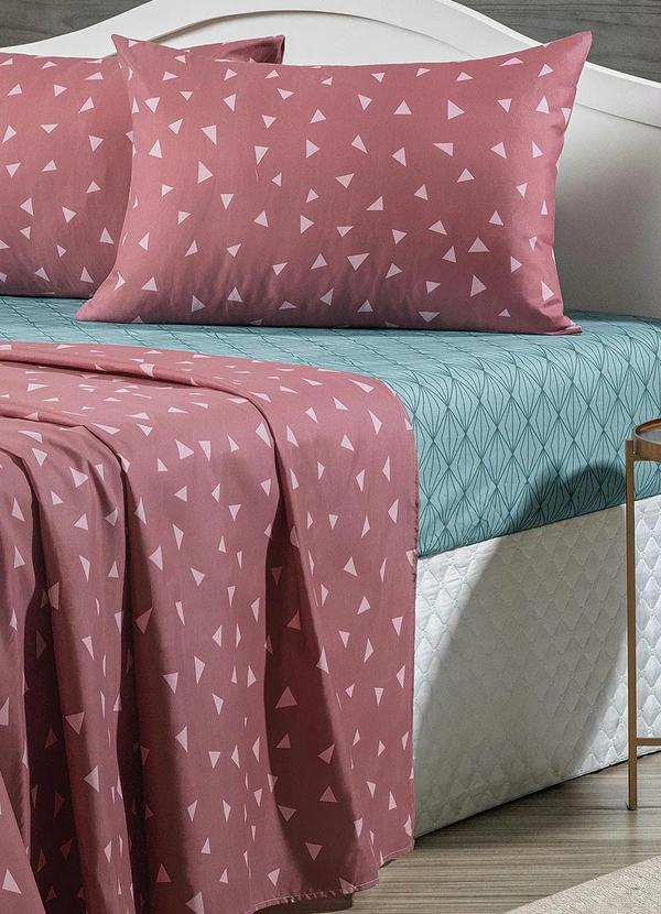 Mundo Lar - Jogo de Cama 150 Fios Rosa Casal 4 Peças 3