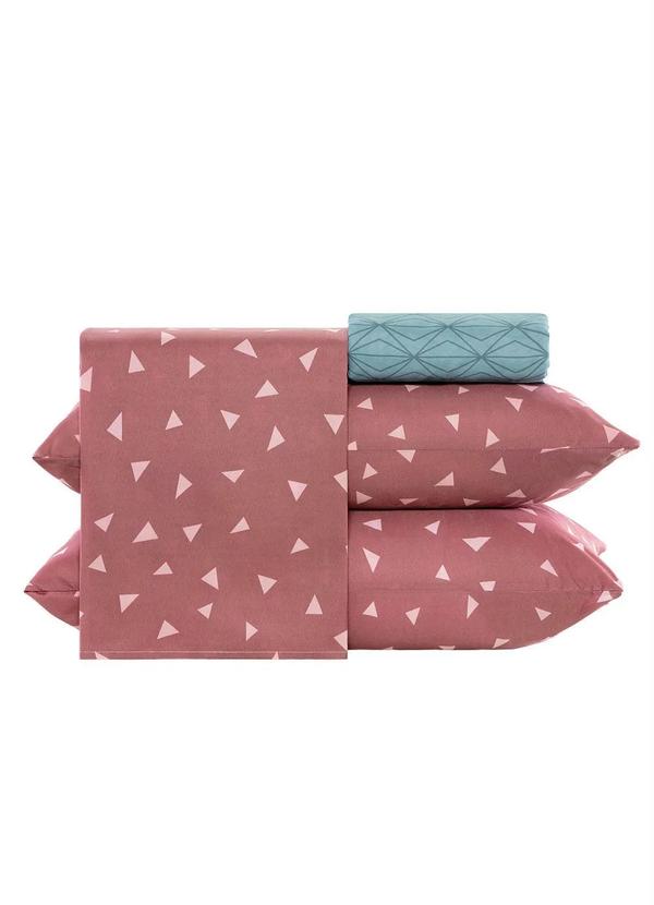 Mundo Lar - Jogo de Cama 150 Fios Rosa Casal 4 Peças 6