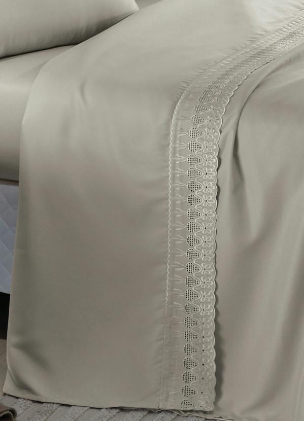 Mundo Lar - Jogo de Cama 200 Fios Bege Casal 4 Peças 3