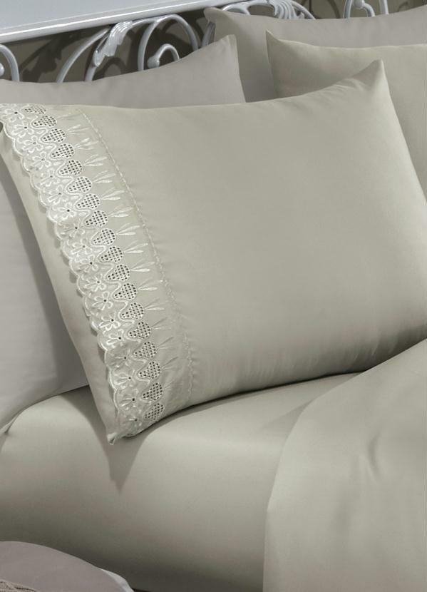 Mundo Lar - Jogo de Cama 200 Fios Bege Casal 4 Peças 4