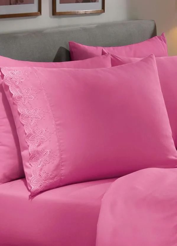 Mundo Lar - Jogo de Cama 200 Fios Pink Casal 4 Peças 3