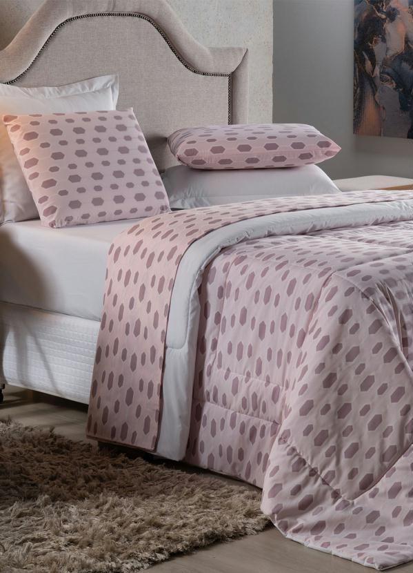 Lar e Lazer - Jogo de Cama 200 Fios Rosa Casal 3 Peças 3