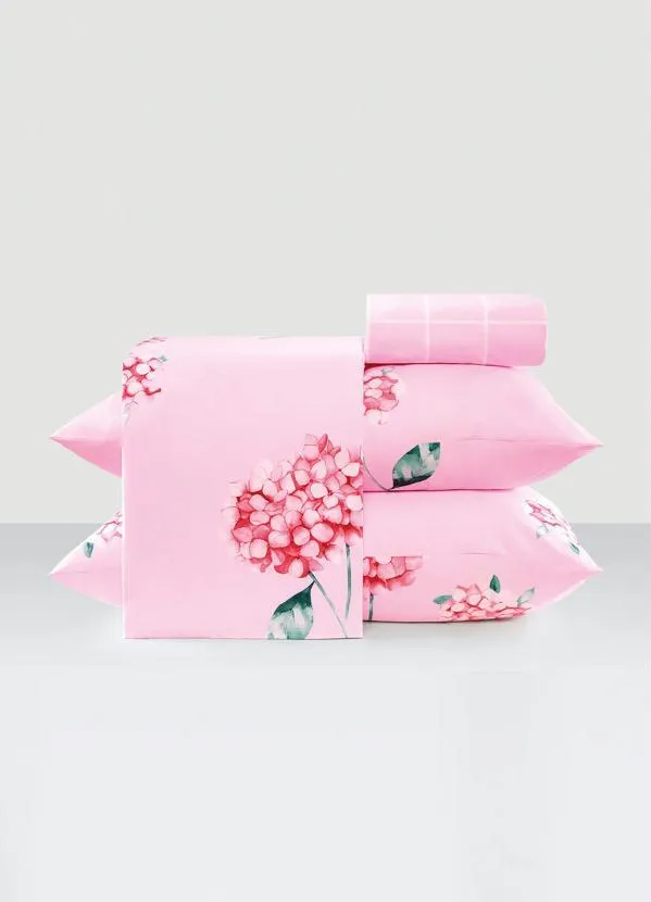 Mundo Lar - Jogo de Cama 200 Fios Rosa Casal 4 Peças 2