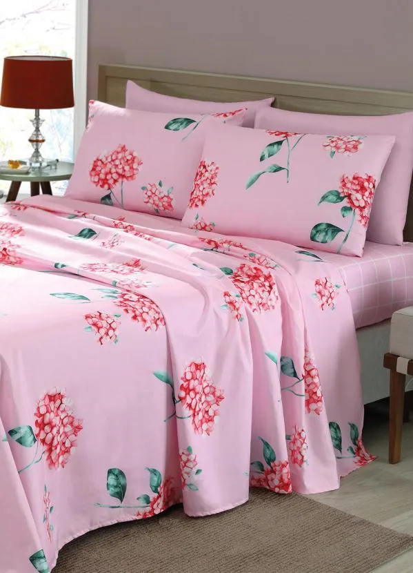 Mundo Lar - Jogo de Cama 200 Fios Rosa Casal 4 Peças 3