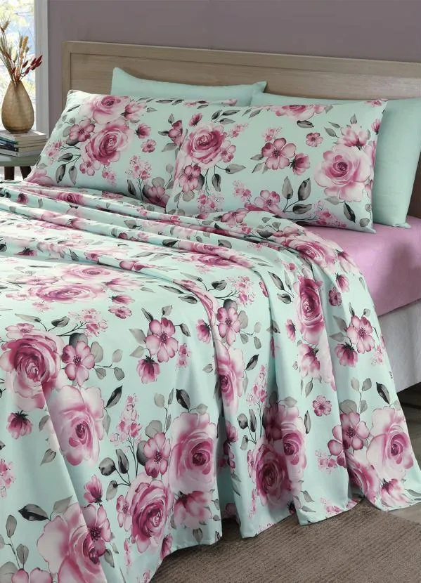 Mundo Lar - Jogo de Cama 200 Fios Verde Casal 4 Peças 3