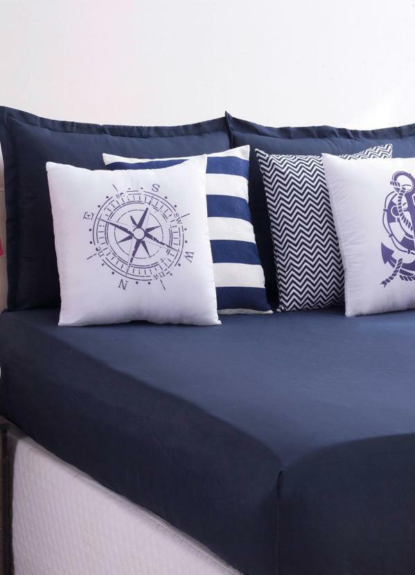 Lar e Lazer - Jogo de Cama Azul Casal 7 Peças