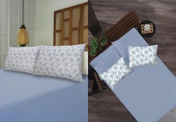 Jogo de Cama Casal Azul/Folhas 3 Pe�as