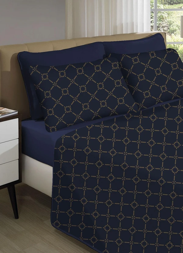 Portallar - Jogo de Cama Casal Azul Profundo 4 Peças