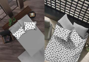 Jogo de Cama Casal Cinza/Penas 3 Pe�as