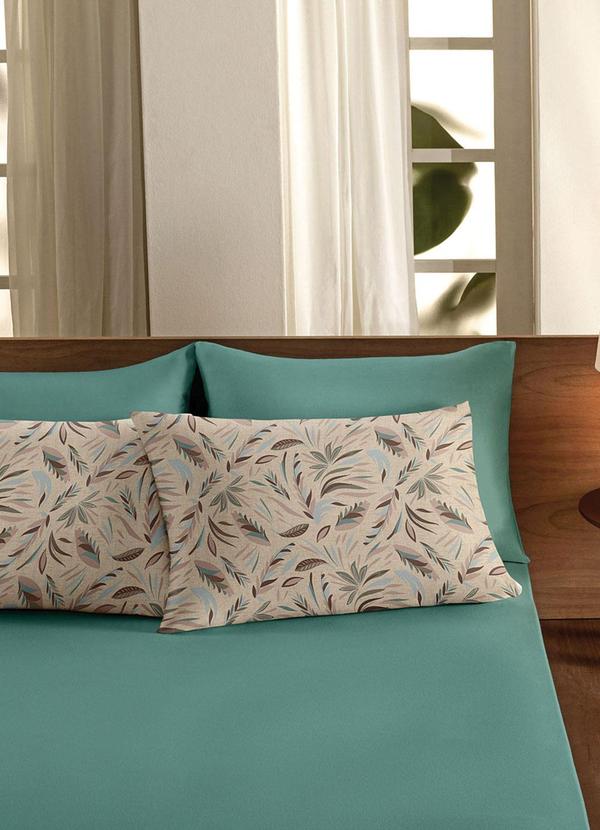 Jogo de Cama Casal (Estampado/Azul) 3 Pe�as
