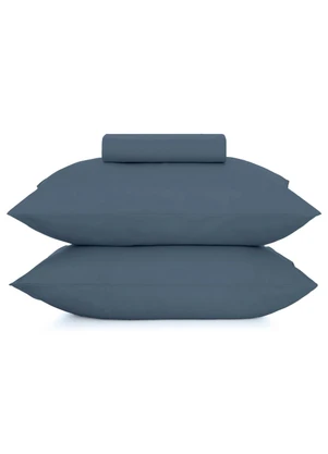 Rovi Home - Jogo de Cama Casal Toque Acetinado Azul - ROVI HOME