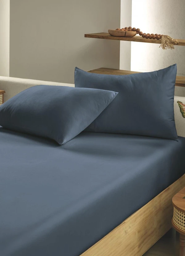 Rovi Home - Jogo de Cama Casal Toque Acetinado Azul
