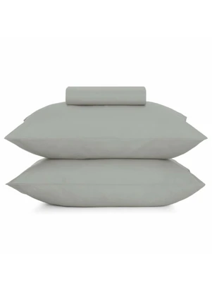 Rovi Home - Jogo de Cama Casal Toque Acetinado Cinza - ROVI HOME