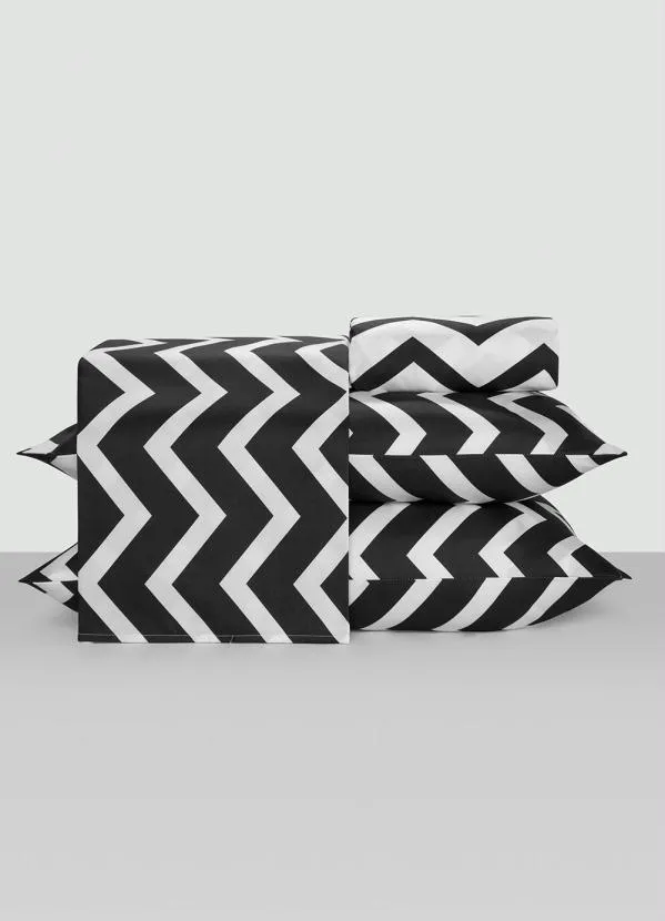 Mundo Lar - Jogo de Cama Chevron Grafite Casal 4 Peças 3