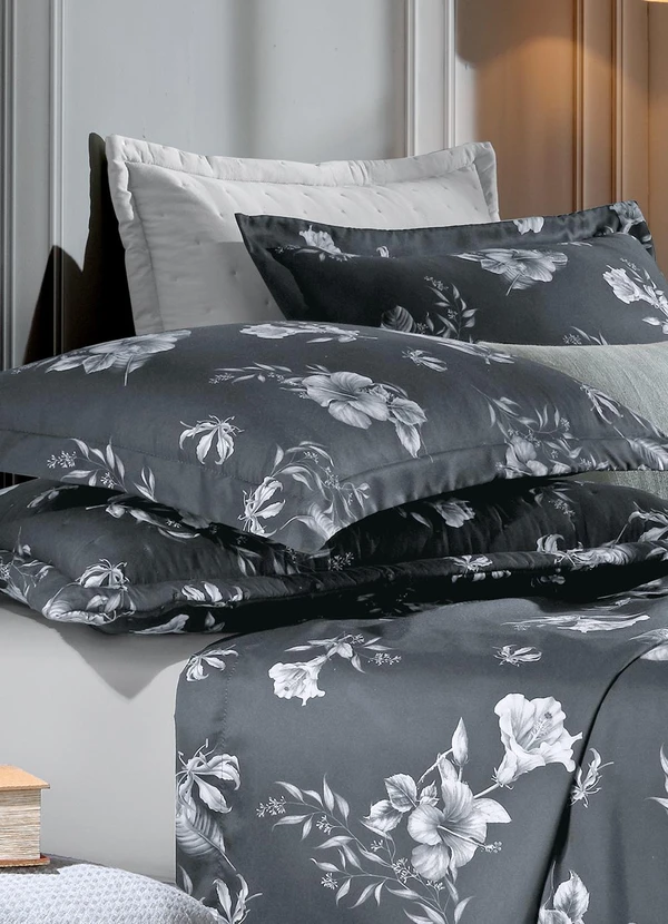 Hedrons - Jogo de Cama Cinza Casal 3 Peças 2