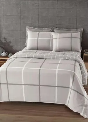 Mundo Lar - Jogo de Cama Cinza Casal 4 Peças - MUNDO LAR