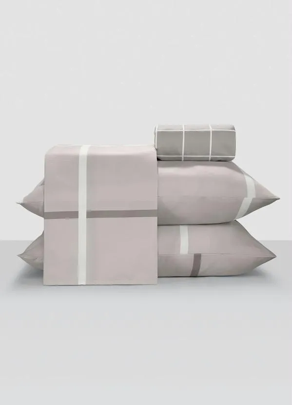 Mundo Lar - Jogo de Cama Cinza Casal 4 Peças 2