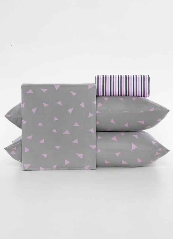 Ligasoft - Jogo de Cama Cinza Casal 4 Peças 4