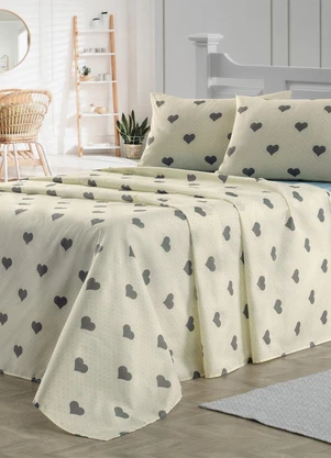 Ligasoft - Jogo de Cama Coração Bege Casal 4 Peças - LIGASOFT