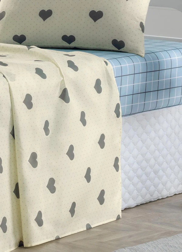 Ligasoft - Jogo de Cama Coração Bege Casal 4 Peças 2