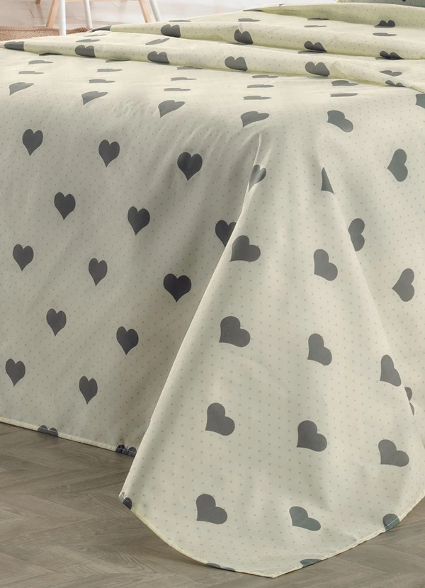 Ligasoft - Jogo de Cama Coração Bege Casal 4 Peças 3
