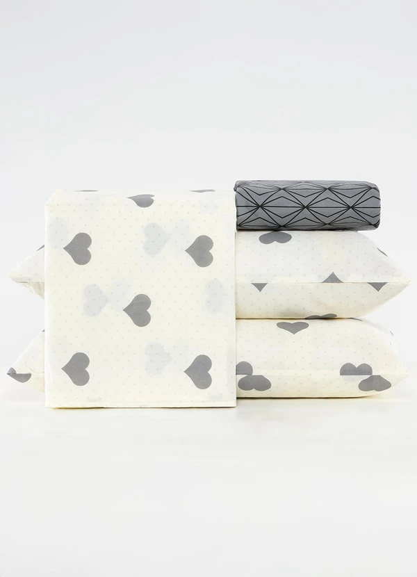 Ligasoft - Jogo de Cama Coração Casal 4 Peças 4