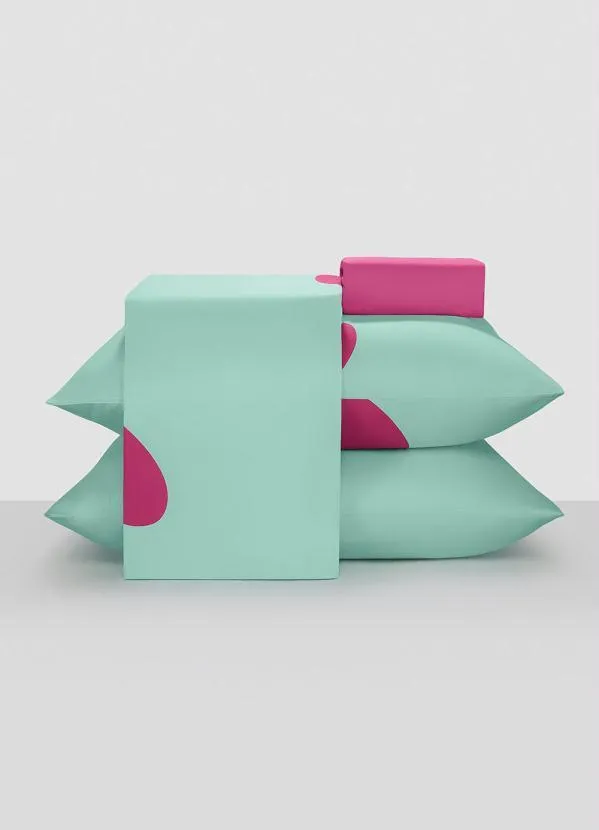 Mundo Lar - Jogo de Cama Coração Verde Casal 4 Peças 3