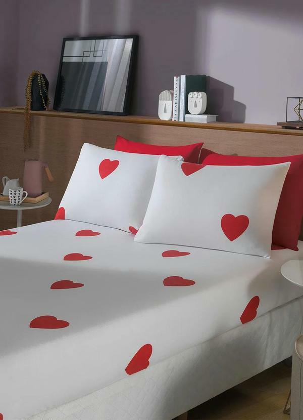 Mundo Lar - Jogo de Cama Flanelado Coração Casal 3 Peças 1