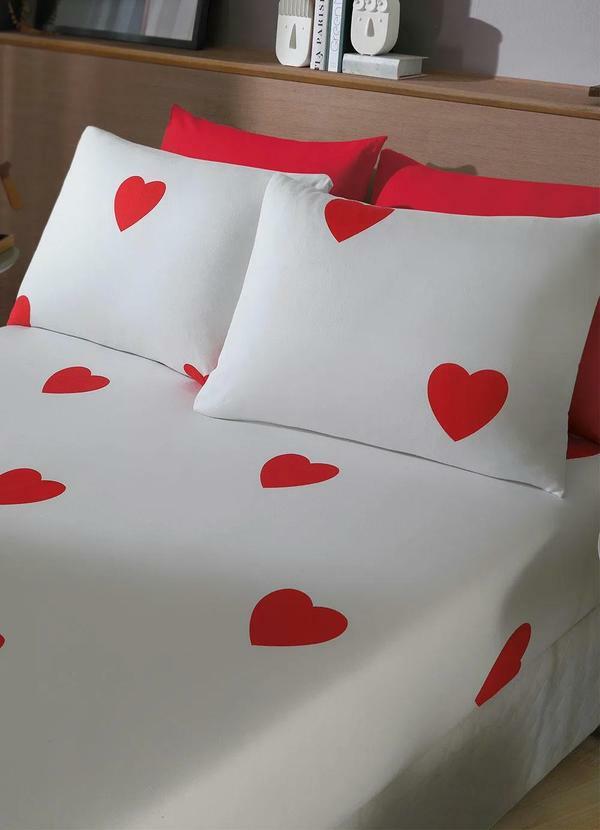 Mundo Lar - Jogo de Cama Flanelado Coração Casal 3 Peças 2